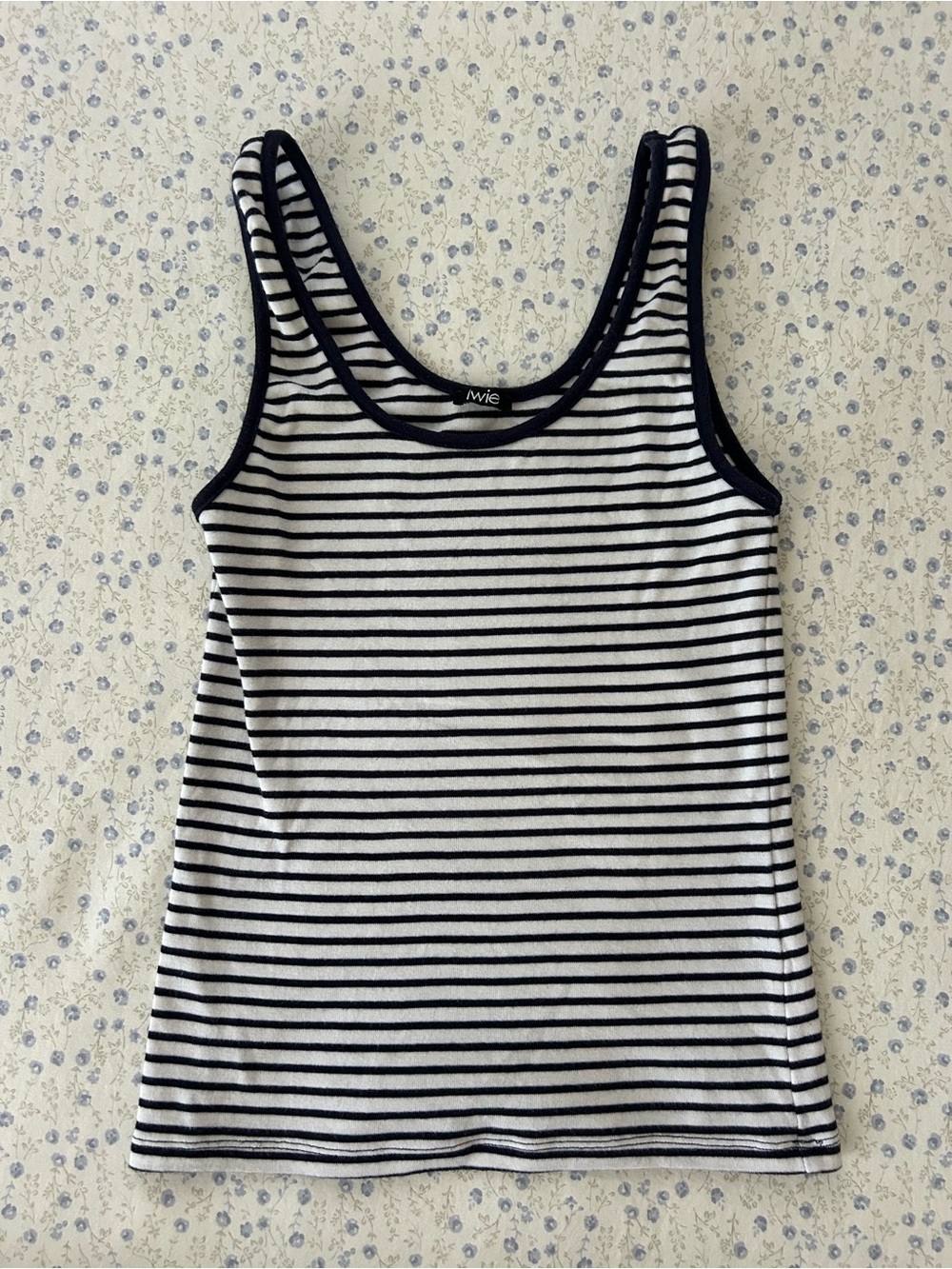 Striped Tank Top in Black & White - Women's Classic Scoop Neck